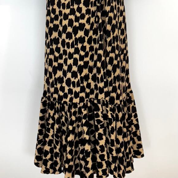 Diane Von Furstenberg Silk Wrap Maxi Dress Puff Sleeve Leopard Print Size 8 - Picture 10 of 13